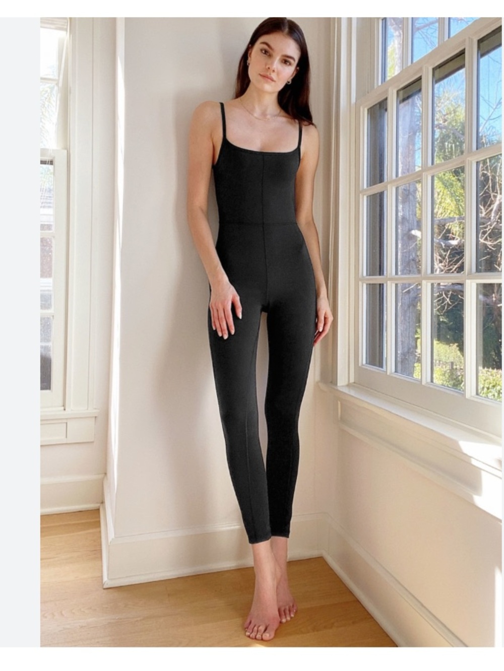 Artizia Wilfred Free Divinity Jumpsuit black leotard stretchy M dance yoga